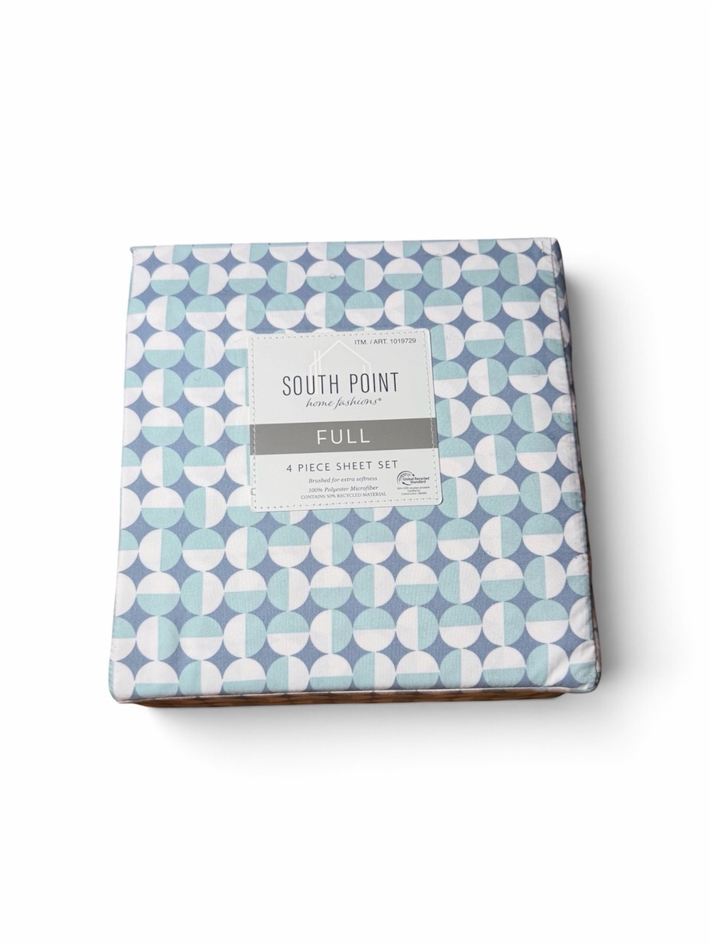 South Point Full 4-Piece Sheet Set in Blue Geo Pattern